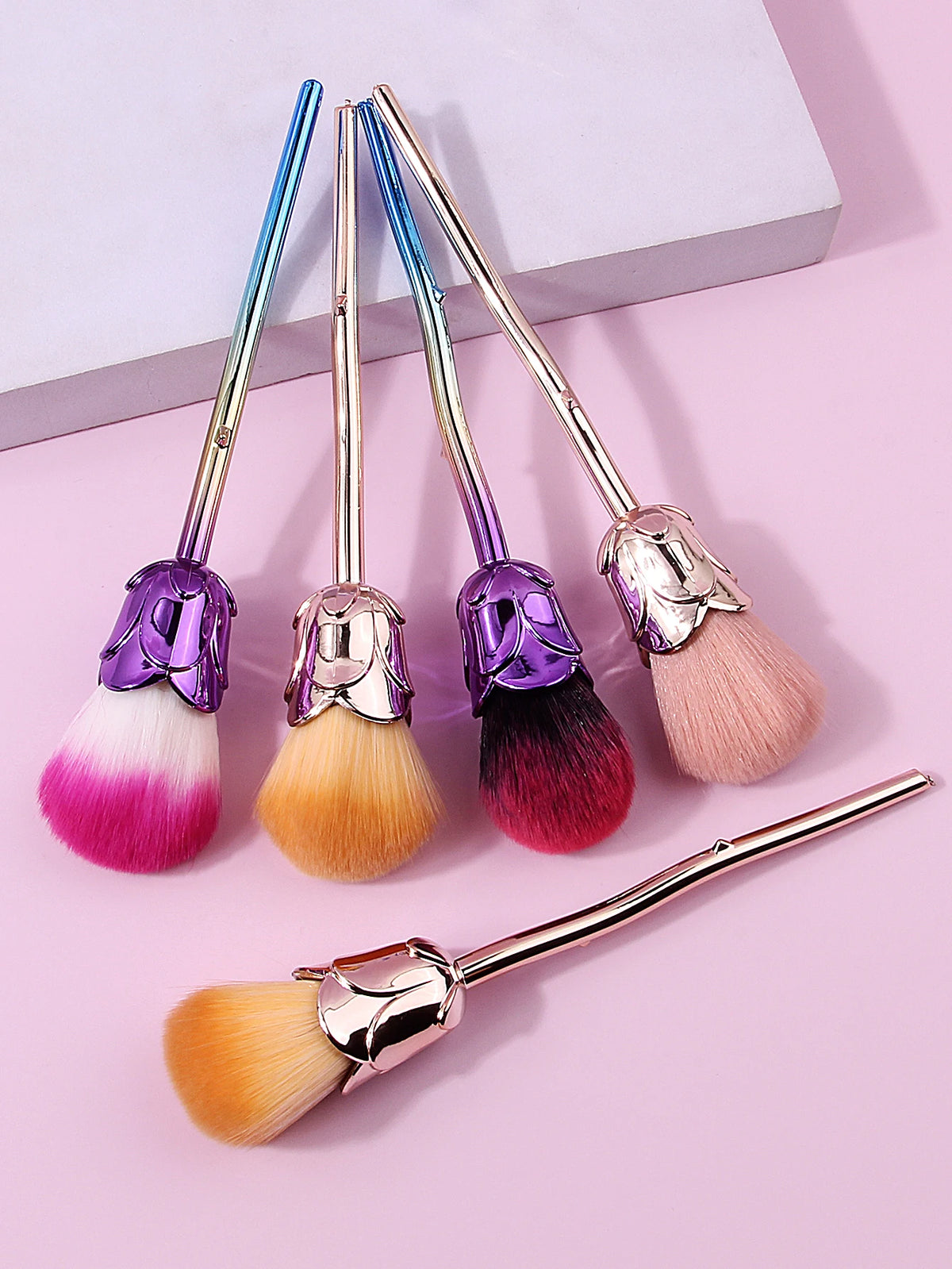 Rose Nail & Makeup Brush Set – Soft Wool Bristles | Nixie