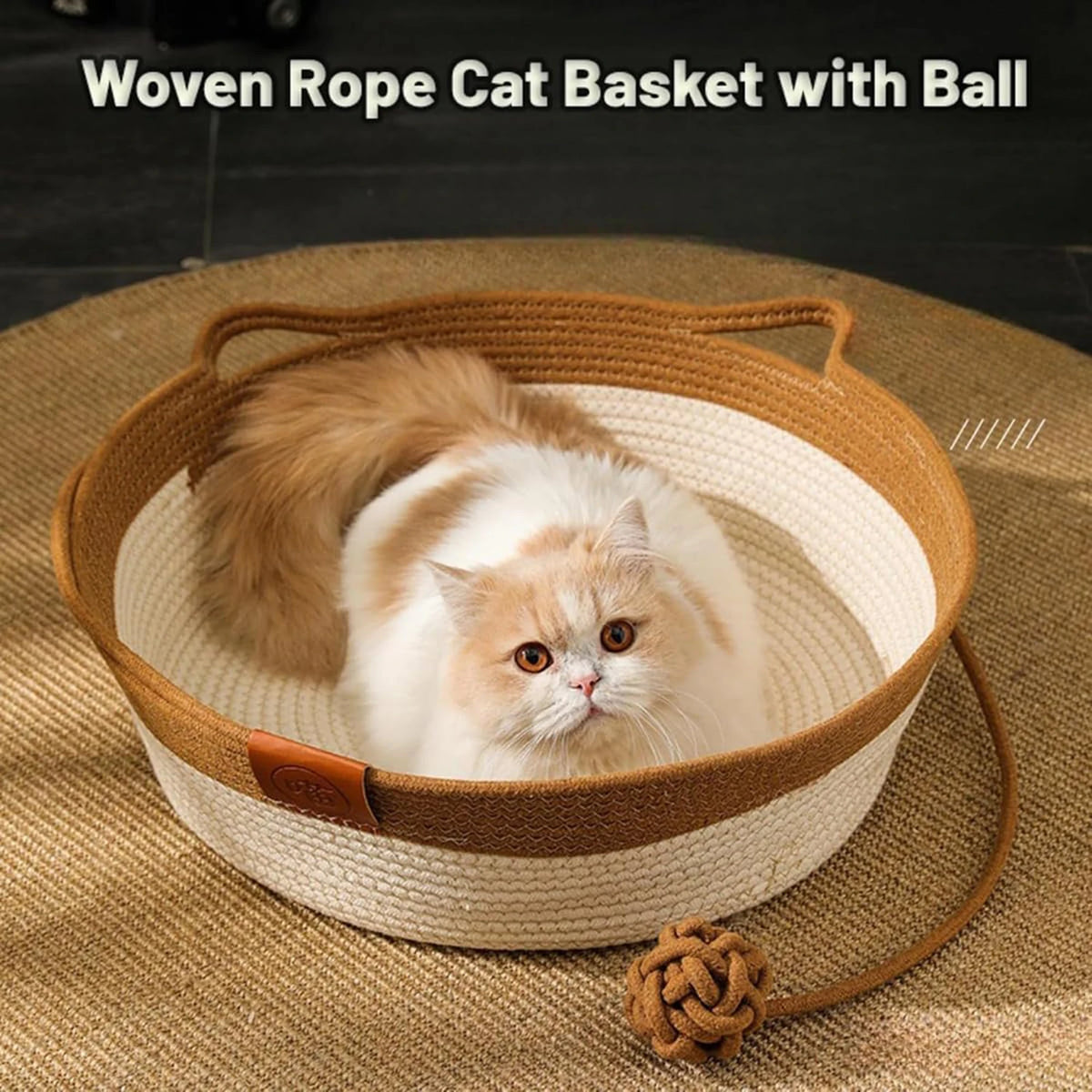 Handwoven Cotton Rope Round Cat Bed – Scratch-Resistant Kitten Nest Cat Bed Nixie