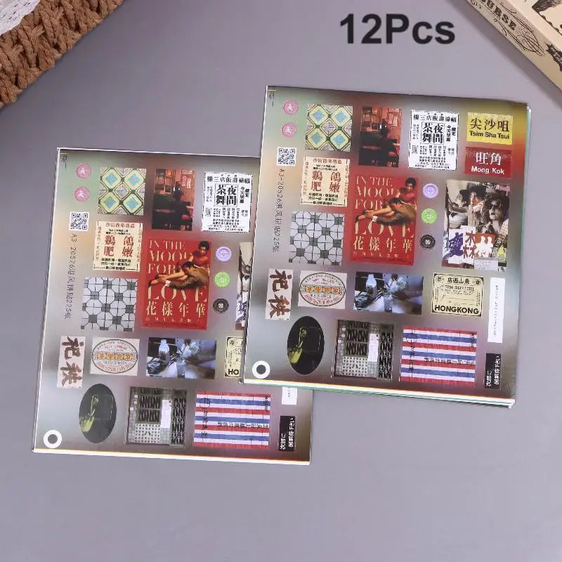 Retro Hong Kong PVC Stickers – Y2K Dreamcore Weirdcore 6/12/18 Decorative Sticker Sheets Nixie A2