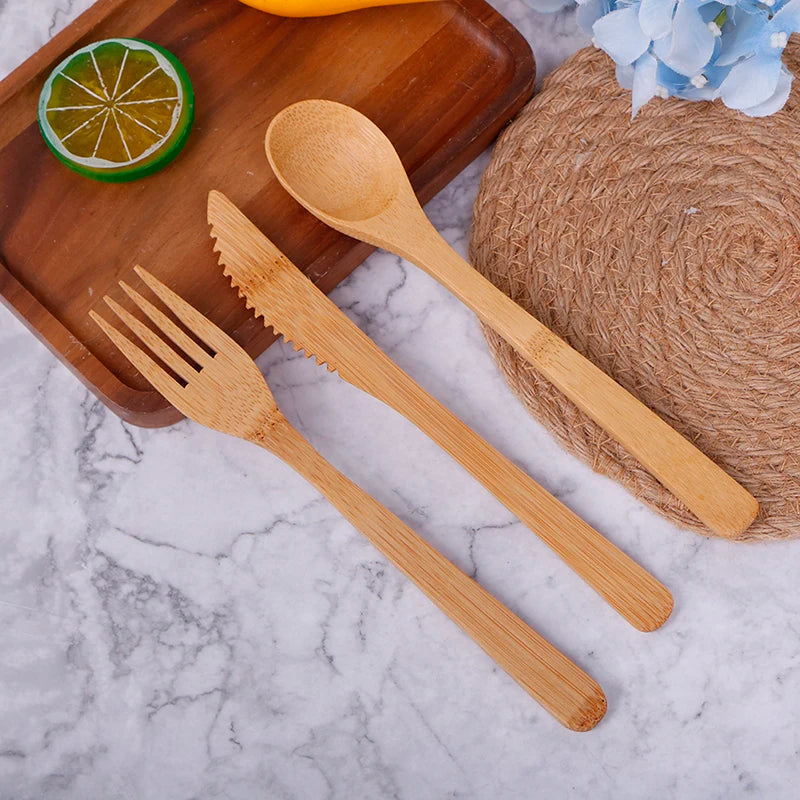 Bamboo Travel Cutlery Set – Eco-Friendly Fork Knife Spoon Bamboo Cutlery Set Nixie Default Title