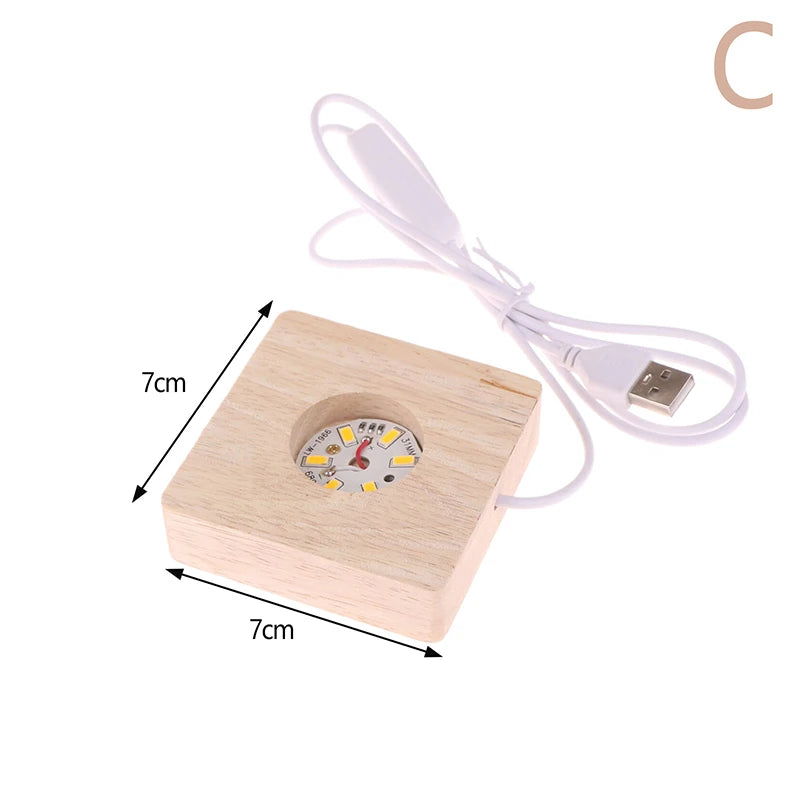 LED Solid Wood Square Night Light USB Lamp Base 5–10CM LED Night Light Base Nixie 7CM