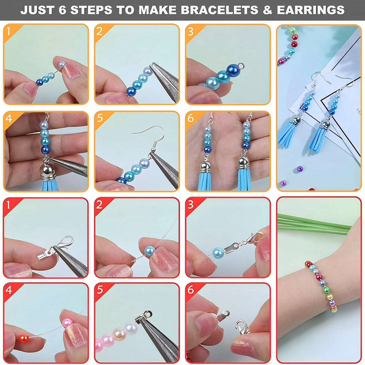 1960Pcs DIY Bracelet Beads Kit – 6mm, 28 Colors + Storage Box DIY Jewelry Bead Kit Nixie