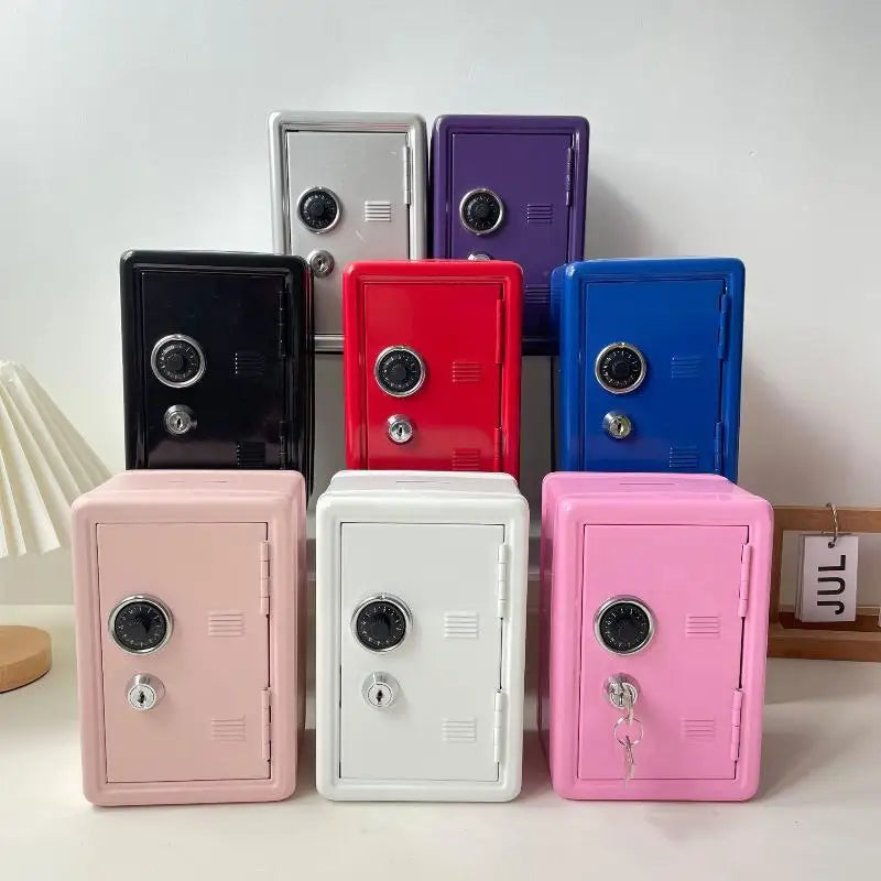 Mini Metal Safe Piggy Bank with Lock | Secure Cash Storage Box