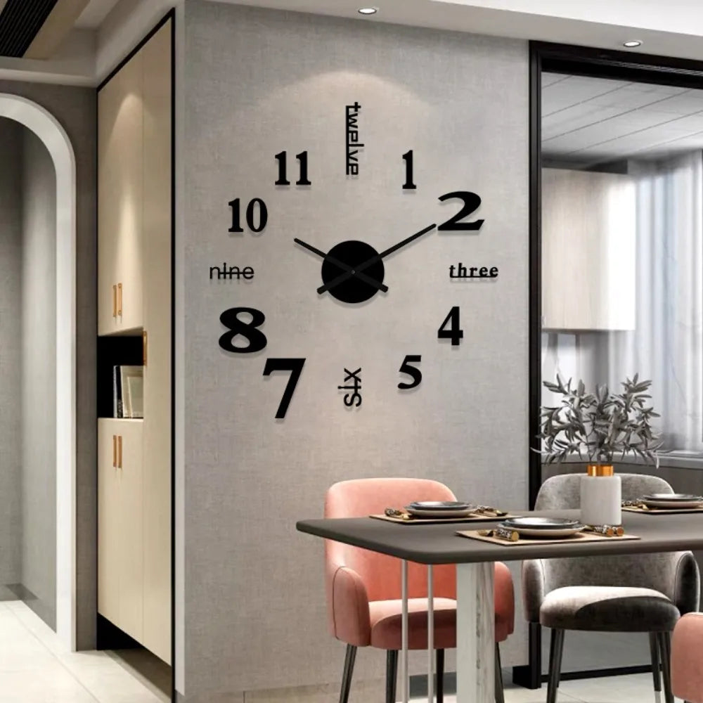 DIY Frameless Acrylic Wall Clock Modern Night Light Home Decor