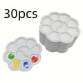 30Pcs Mini Flower-Shaped Plastic Palette Set for Art Mixing