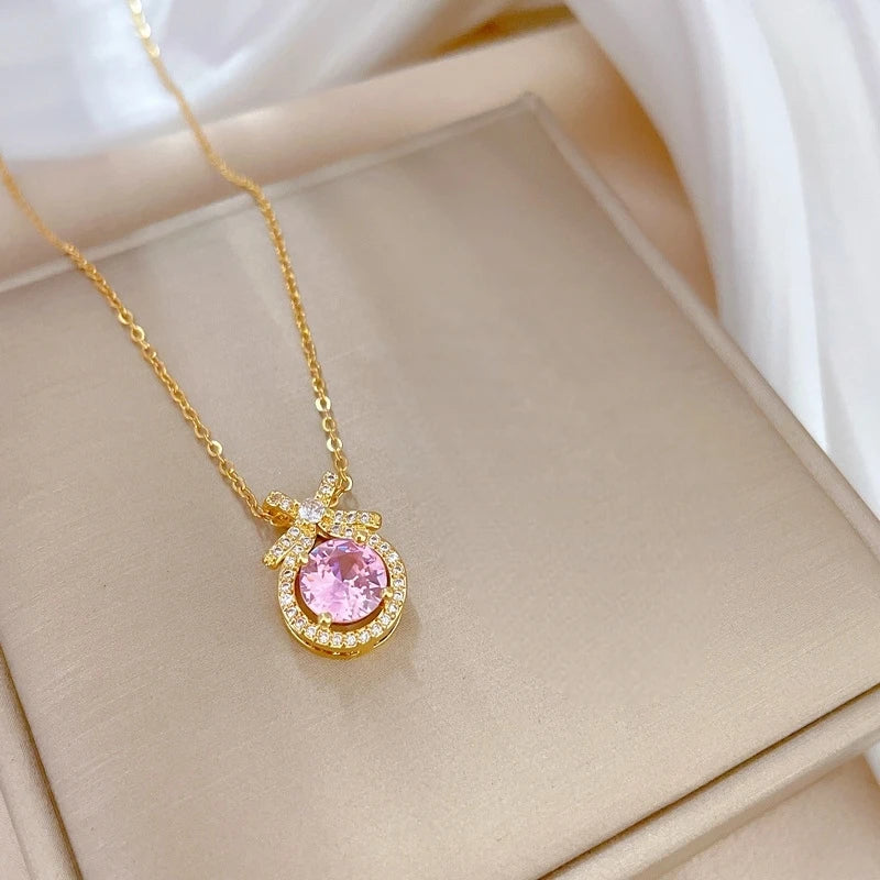 Heart Butterfly Knot Choker Necklace – Gold Stainless Steel Pendant Choker Necklace Nixie