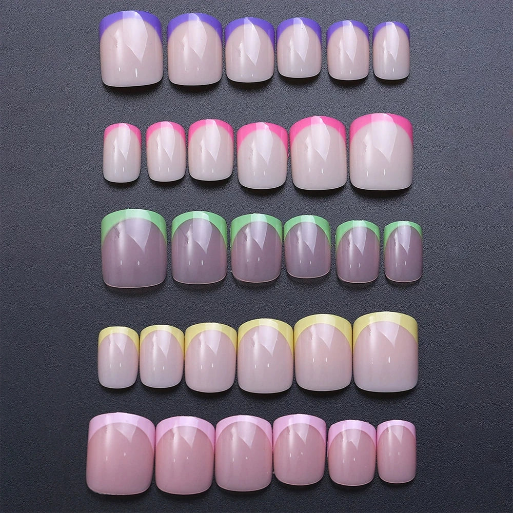 240/120pcs Short Square Press On Nails – French Full Cover Set Press On Nails Nixie