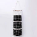 Plaid 3-Pocket Hanging Storage Bag | Wall Door Organizer Hanging Storage Organizer Nixie black