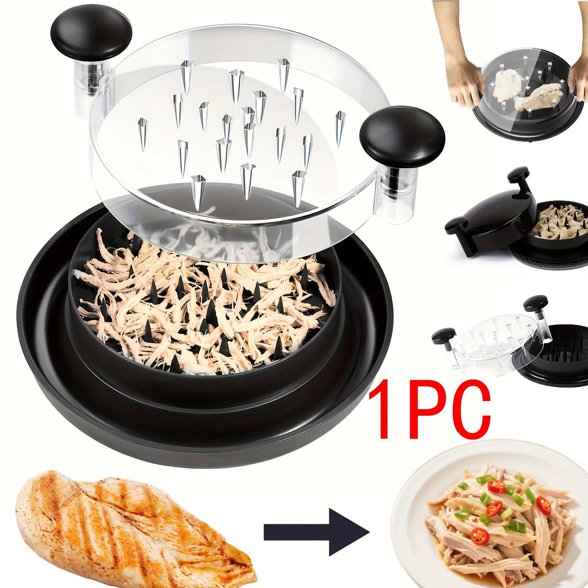 Chicken Shredder with Transparent Cover & Non-Slip Blade Meat Shredder Tool Nixie