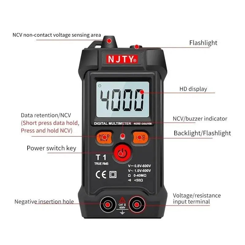 Smart Mini Digital Multimeter – Auto Range, RMS & NCV Tester