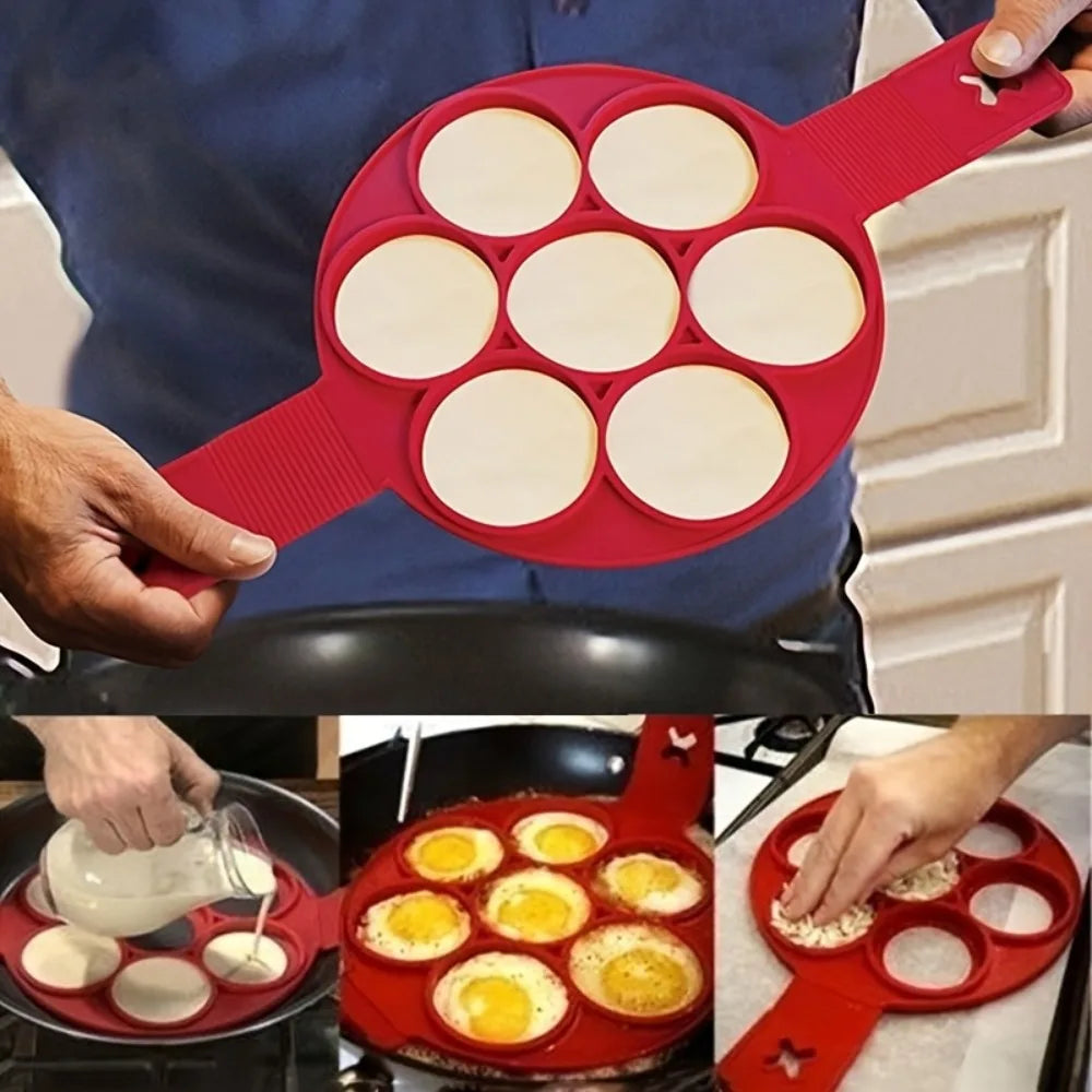Silicone Non-Stick Pancake & Egg Maker – Red Mini Cooking Mold Silicone Cooking Mold Nixie