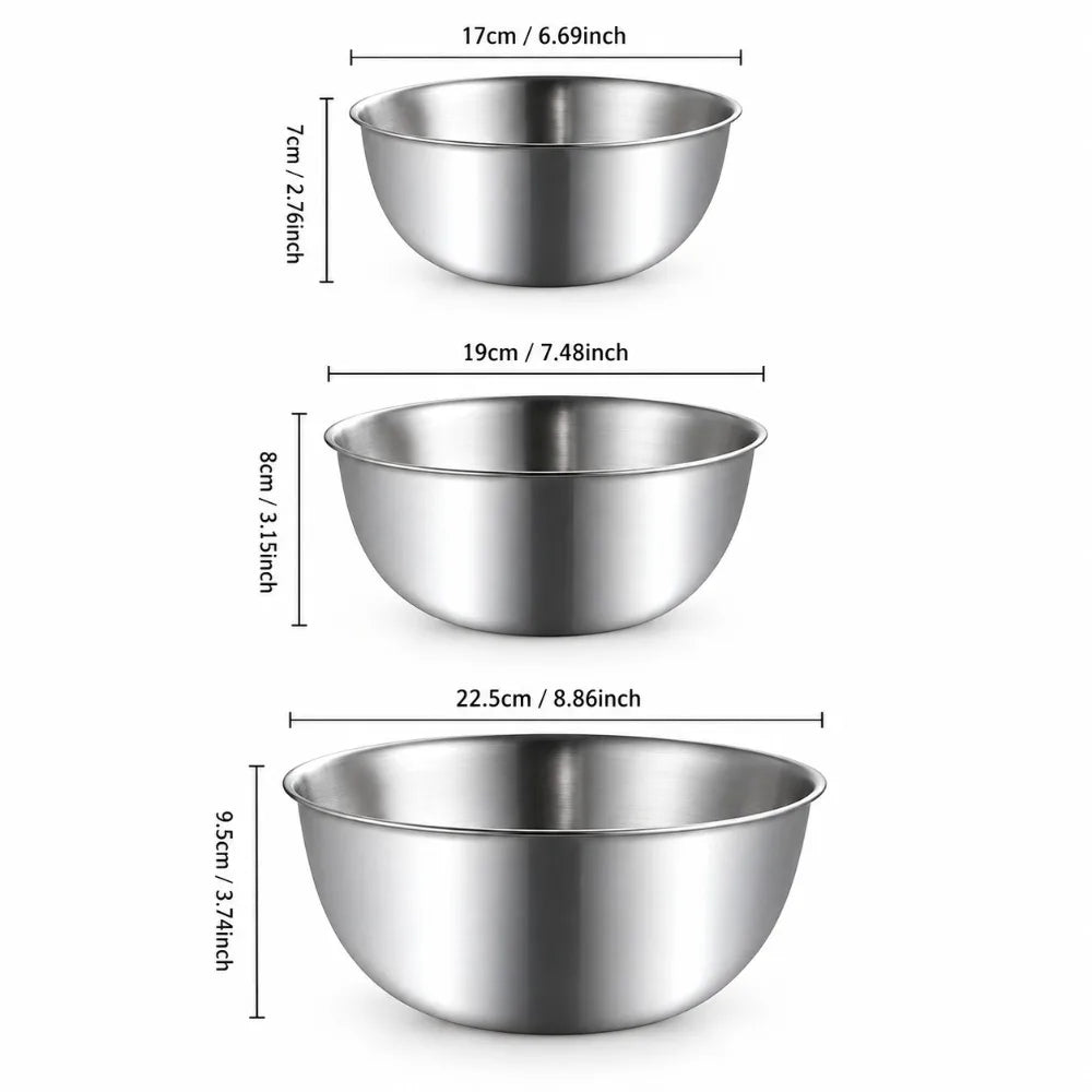 Stainless Steel Mixing Bowls 3-Piece Set with Scale | Kitchen Mixing Bowl Set Nixie 3 PCS