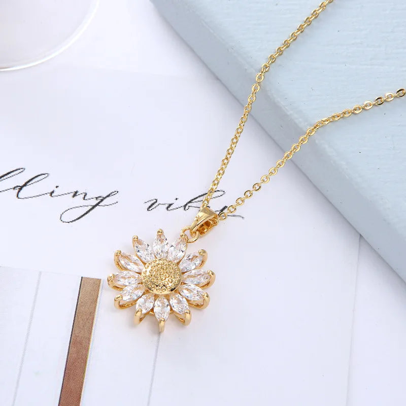 Sunflower CZ Zirconia Jewelry Set – Necklace, Ring & Earrings Jewelry Set Nixie gold Necklace