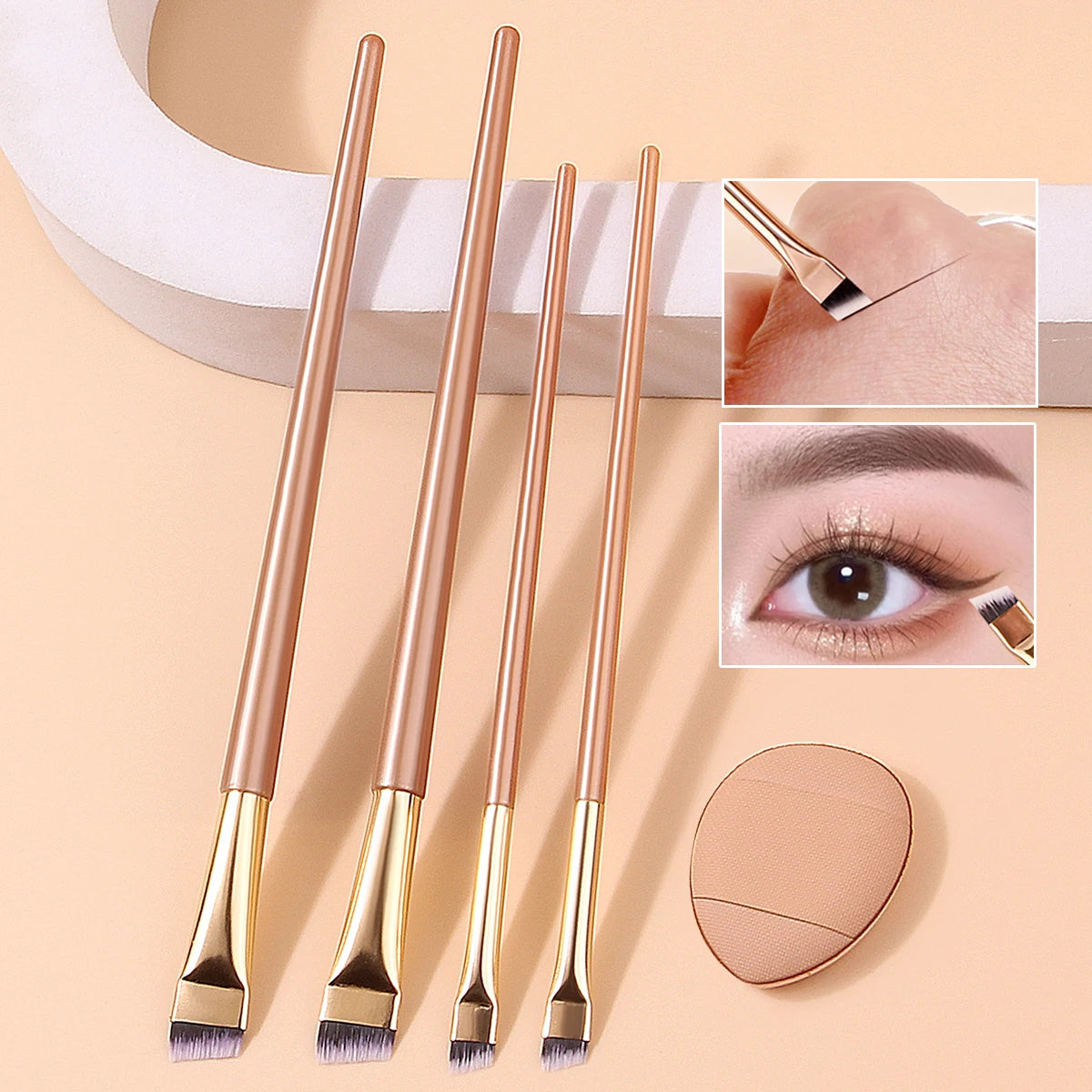Nixie 5-Pc Makeup Brush Set – Eyeliner, Eyebrow & Puff Makeup Brush Set Nixie