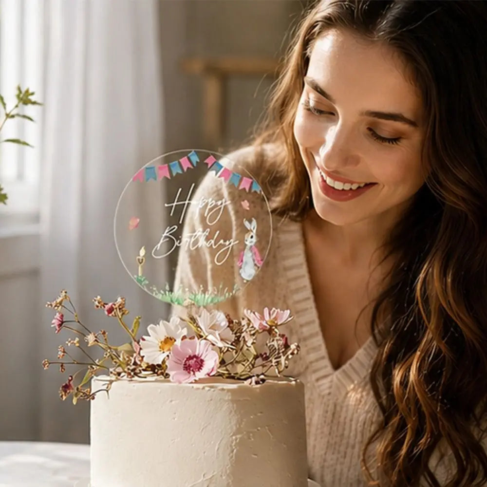 Acrylic Birthday & MR&MRS Wedding Cake Toppers – Floral