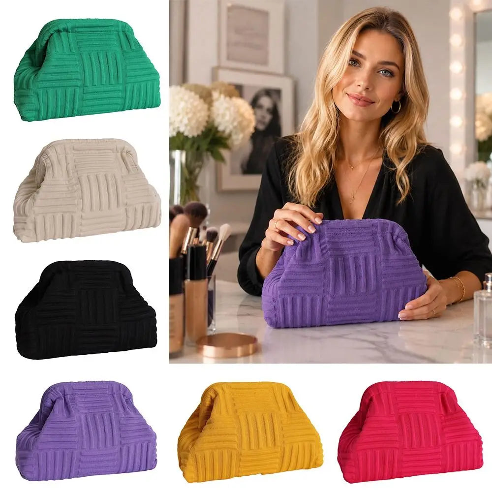 Knit-Textured Evening Clutch Bag | Large Makeup Bag for Women Evening Clutch Bag Nixie