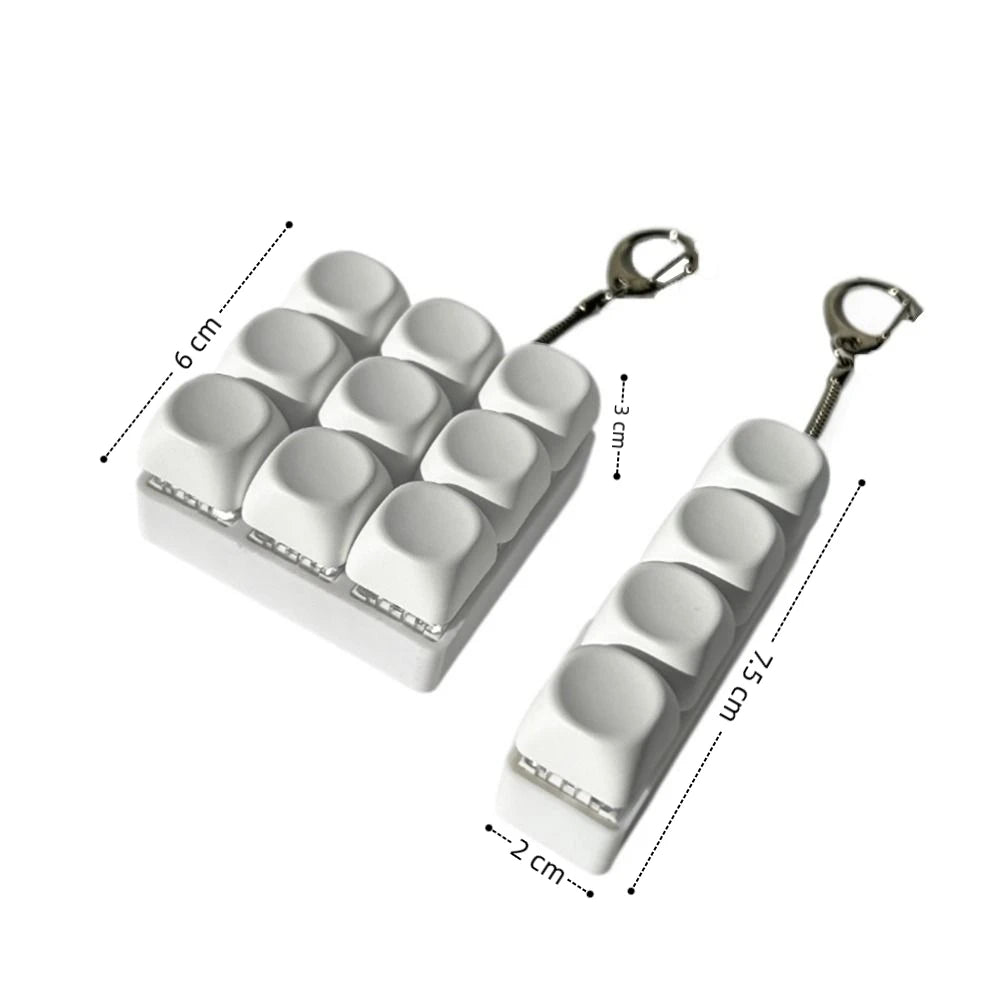 DIY Keyboard Keycap Fidget Keychain Clicker Toy – 4 or 9 Keys Fidget Keychain Toy Nixie