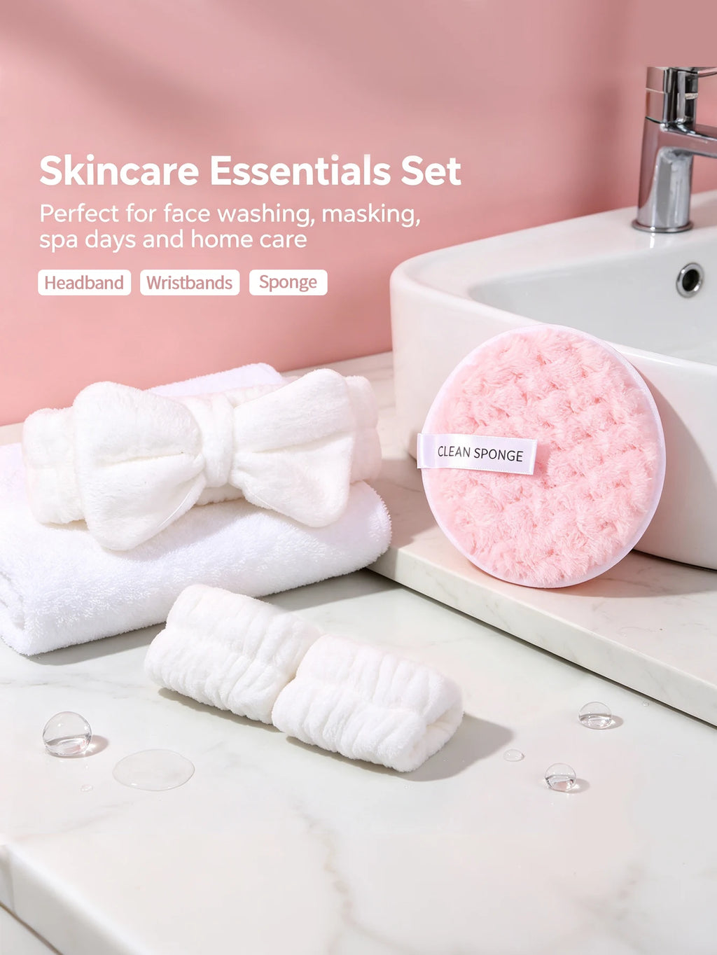 Spa Skincare Set – Bow Headband, Wristbands & Reusable Pads Skincare Gift Set Nixie