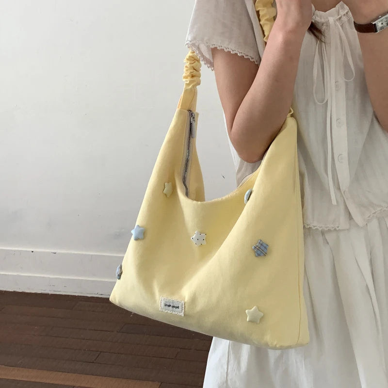 Korean Star Canvas Drawstring Crossbody Shoulder Bag for Women Crossbody Shoulder Bag Nixie