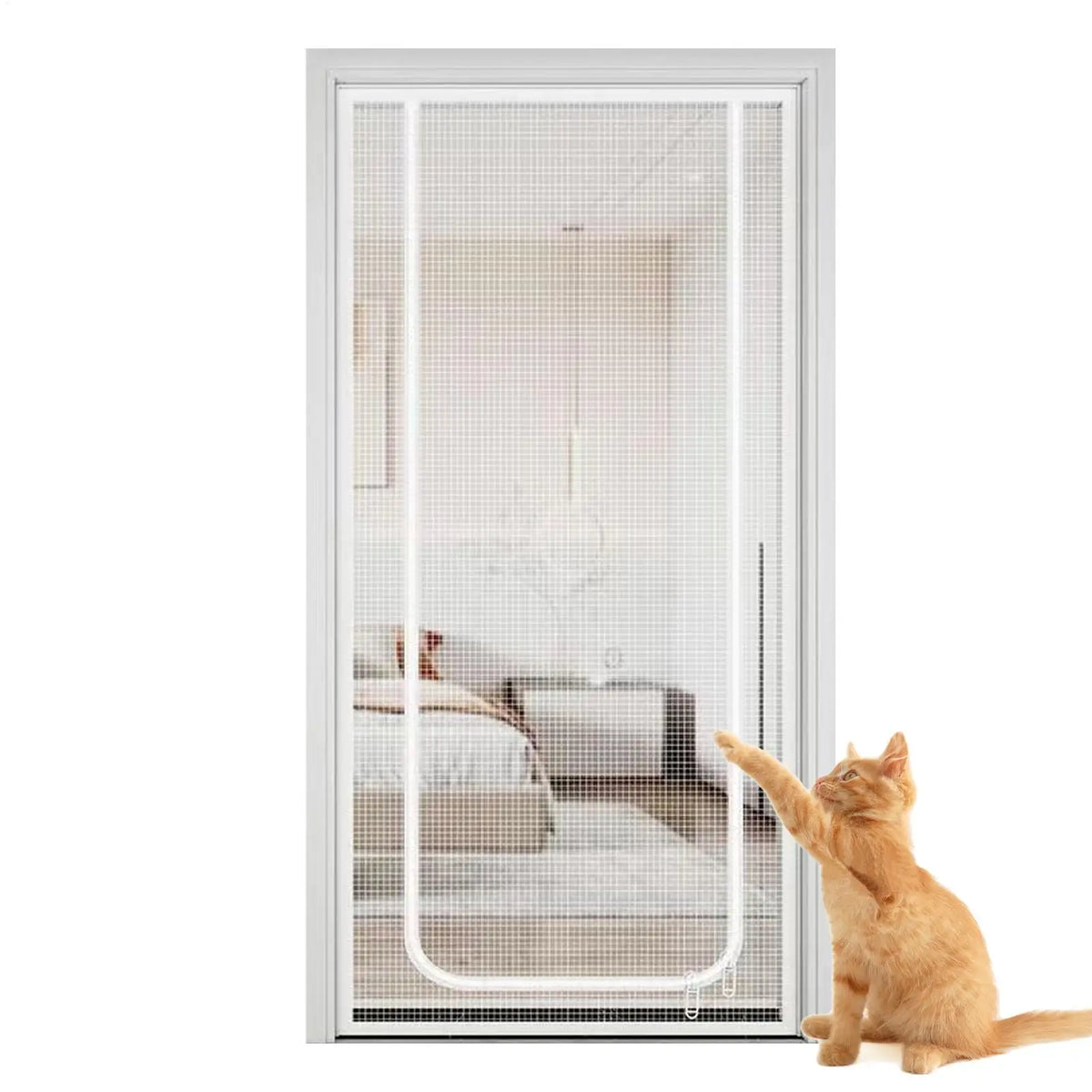 Zipper Pet Screen Door – Cat & Dog Proof Mesh 35x87" | Nixie