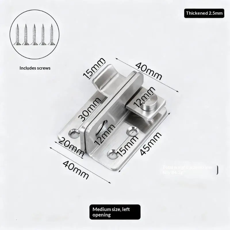 Heavy Duty Stainless Steel Slide Bolt Door Lock & Flip Latch Door Bolt Latch Nixie Medium Left