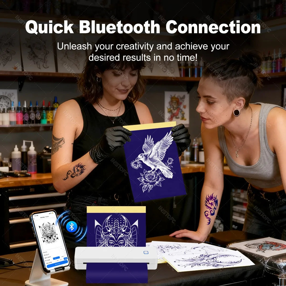 INSTOFC A4 Wireless Bluetooth Thermal Printer & Stencil Copier