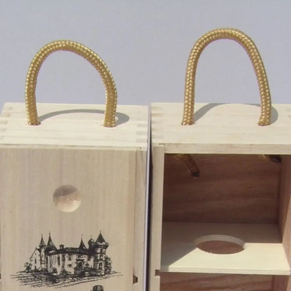 Wooden Wine Box with Rope Handle – Sun-Proof Gift Storage