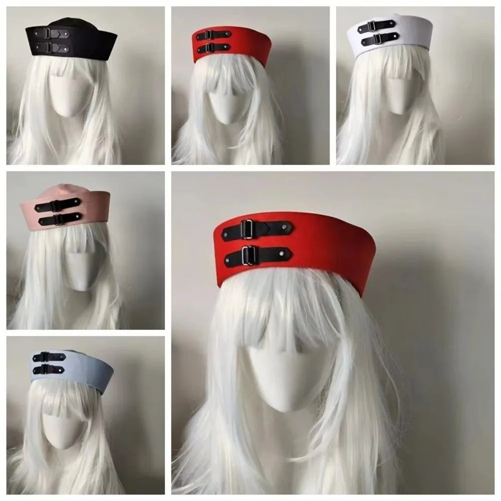Y2K Vintage Beret Sailor Captain Hat – Buckle & Chain Vintage Beret Hat Nixie