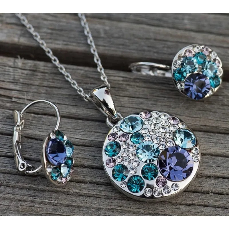 Women's Pendant Necklace & Earring Set – Silver or Rose Gold Jewelry Set Nixie