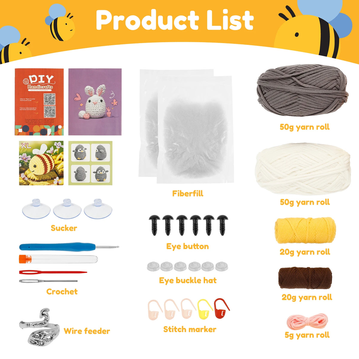 Cute Animal Crochet Kit for Beginners – DIY Wool Yarn Craft Set Crochet Starter Kit Nixie