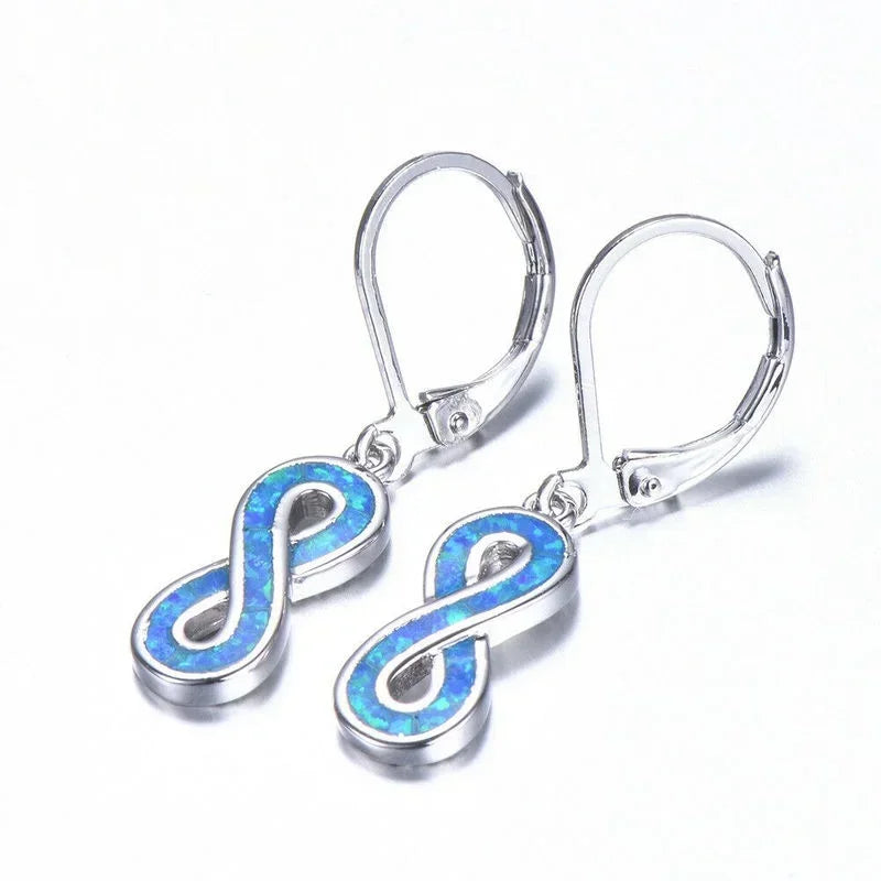 Blue Simulated Opal Dangle Earrings | Rhinestone Crystal Drop Dangle Drop Earrings Nixie