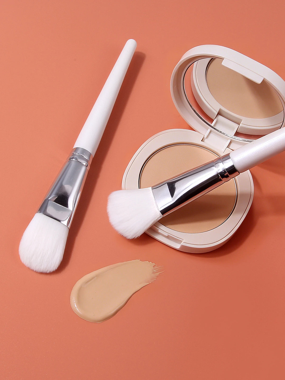 2PCS Soft Bristle Foundation Brushes – Streak-Free Face Brush Set Makeup Brush Set Nixie