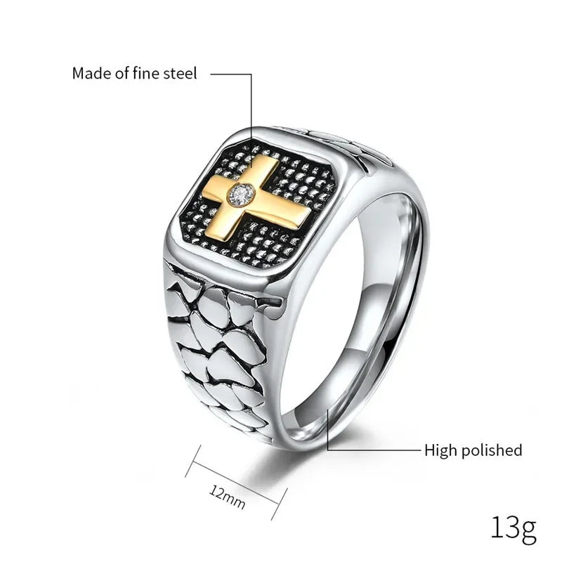 Punk Cross Ring Silver Gold Tone Vintage Unisex Sizes 6–10 Fashion Ring Nixie