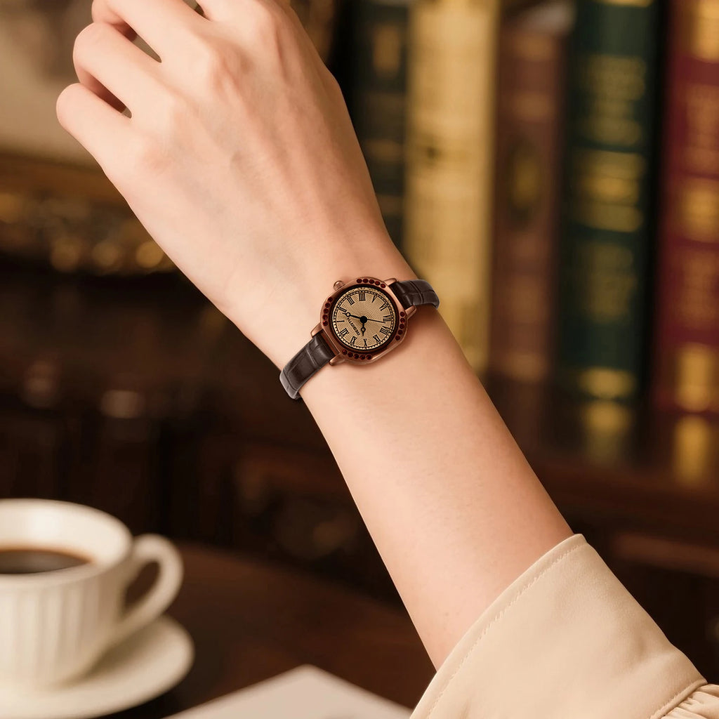 REBIRTH Retro Quartz Watch – Roman Numeral Leather Band | College Style Casual Quartz Watch Nixie