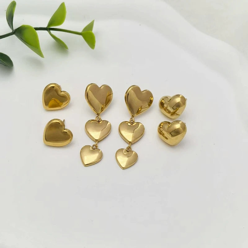 Heart Stud Earrings – 14K Gold Plated Stainless Steel | Women Stud Earrings Nixie