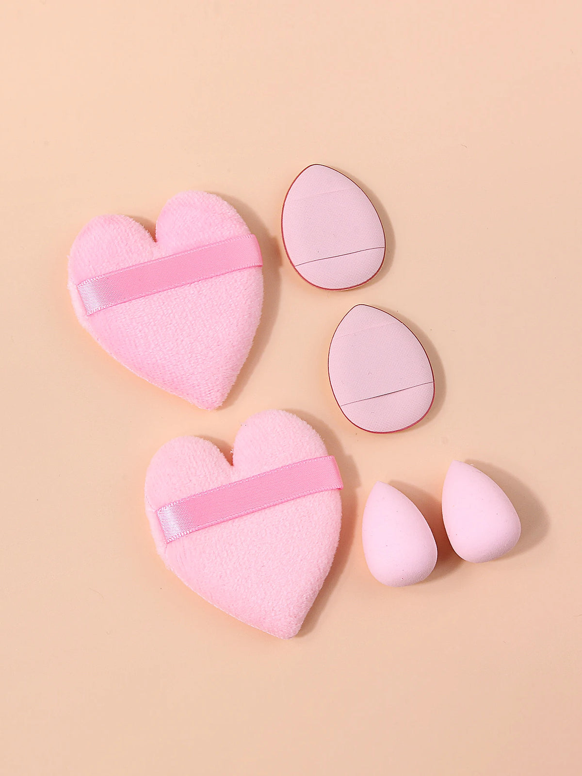 6-Piece Heart Shape Makeup Puff Set with Storage Bag Makeup Sponge Set Nixie
