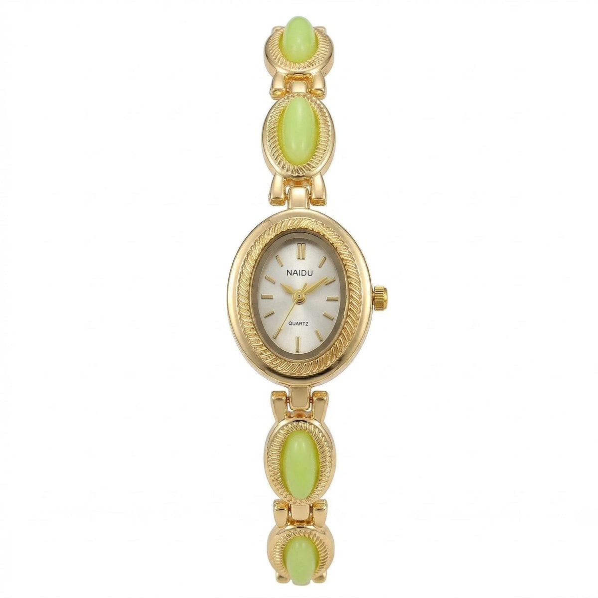 Luxury Women's Green Gemstone Quartz Bracelet Watch | naidu Women's Bracelet Watch Nixie WHITE