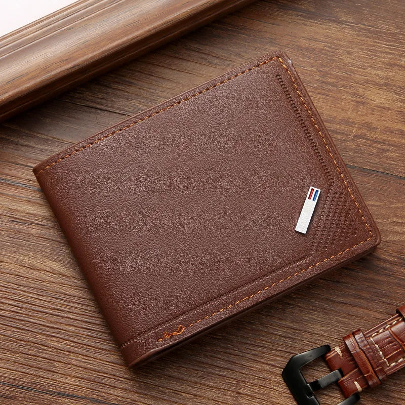 Men's Slim Frosted PU Leather Wallet – Multi-Slot Card Holder Men's Leather Wallet Nixie brown