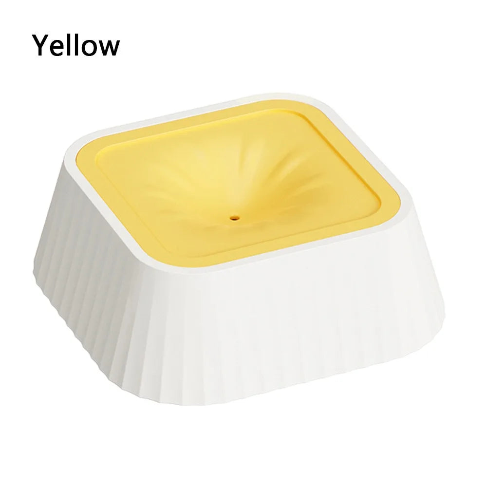 Anti-Spill Slow Drinking Pet Water Fountain Bowl 1000ml Pet Water Fountain Nixie Yellow
