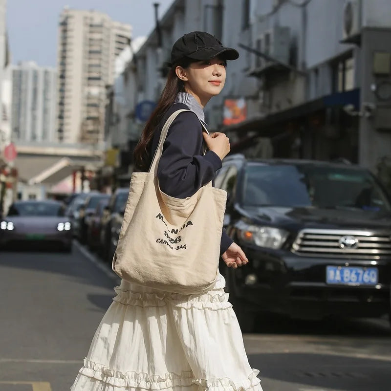Women's Large Canvas Shoulder Bag – School & Commuter Tote