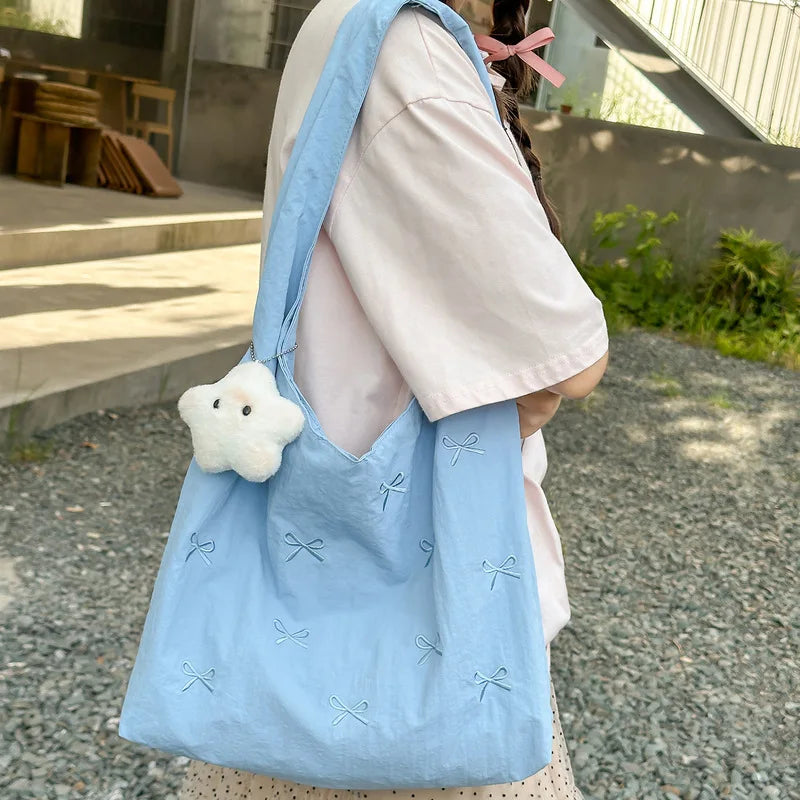 Korean Butterfly Knot Embroidered Bucket Shoulder Bag Women Shoulder Bag Nixie