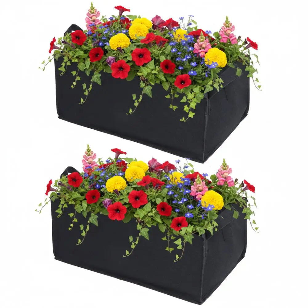 2PCS Rectangle Felt Plant Grow Bags with Handles – S, M, L Fabric Grow Bags Nixie