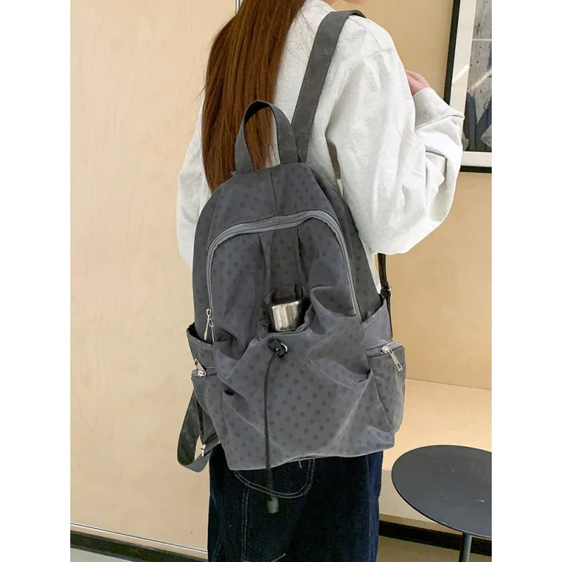 Korean Polka Dot Backpack – Unisex College & Commuter Bag