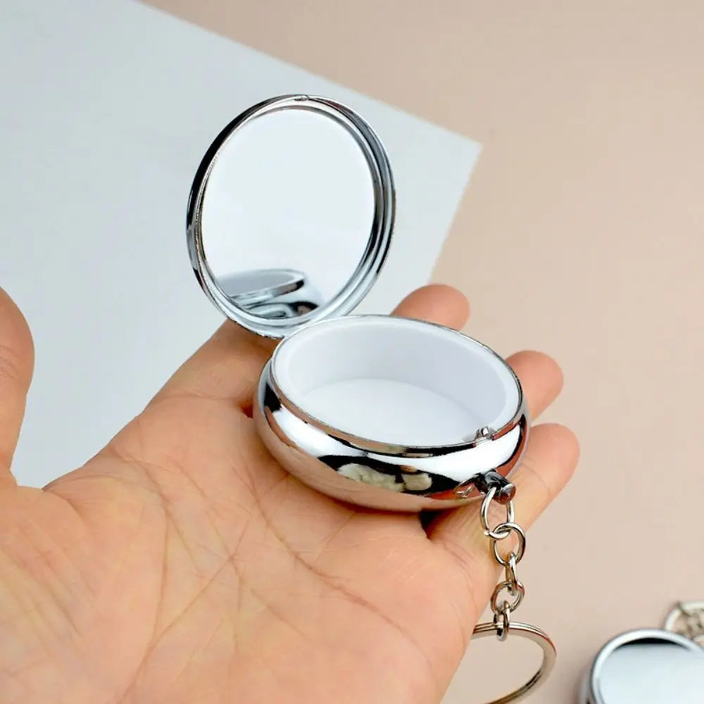 Portable Round Metal Pill Organizer – Compact Travel Case