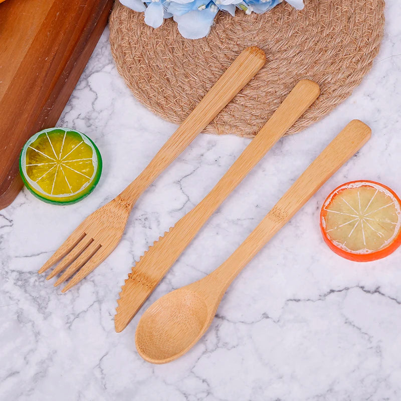 Bamboo Travel Cutlery Set – Eco-Friendly Fork Knife Spoon Bamboo Cutlery Set Nixie