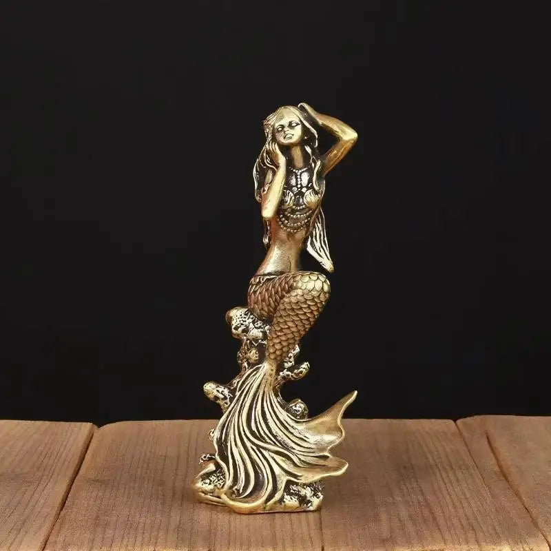 Mini Brass Mermaid Figurine Statue – Home Decor & Gift Decorative Figurine Nixie
