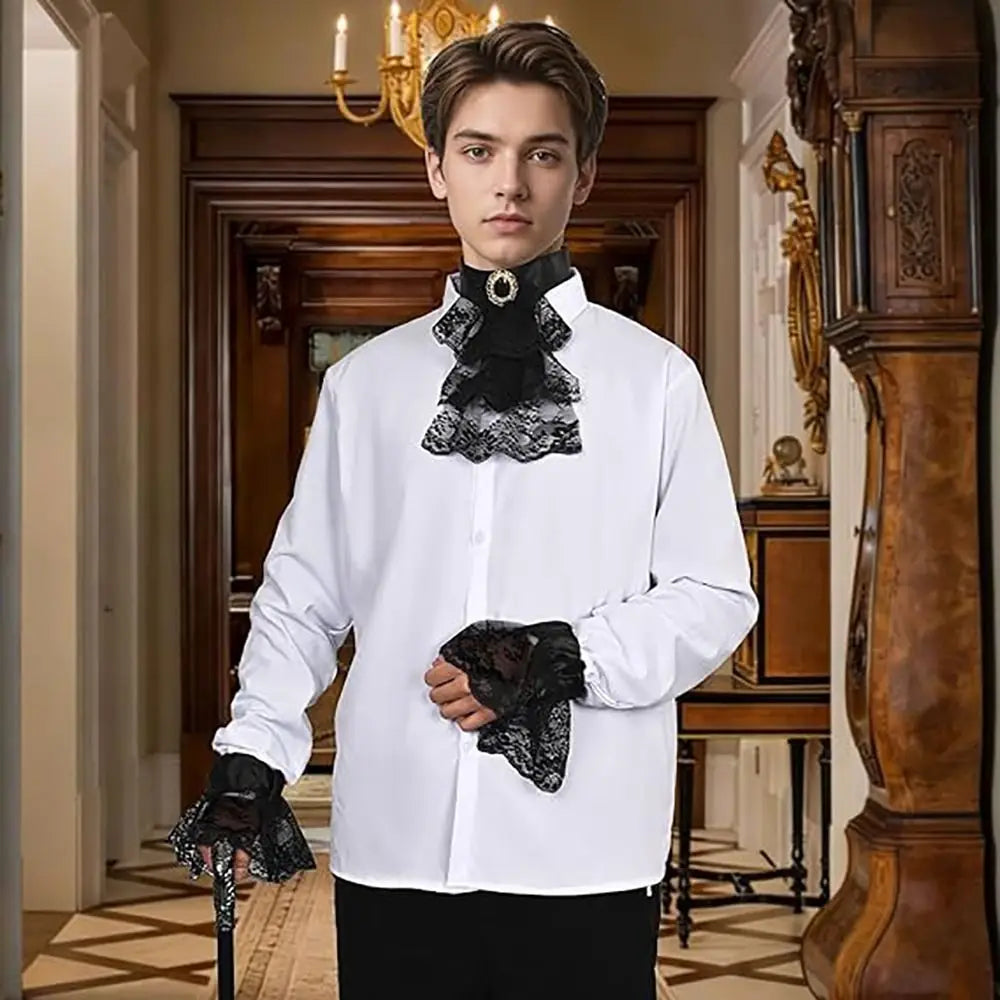 Victorian Lace Jabot Collar & Cuffs Set | Steampunk Cosplay Costume Collar Set Nixie