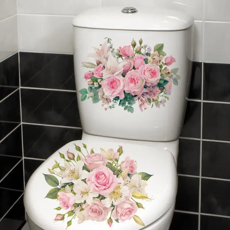 Flower Pattern Bathroom Wall Stickers – Removable PVC Decal Wall Decal Sticker Nixie