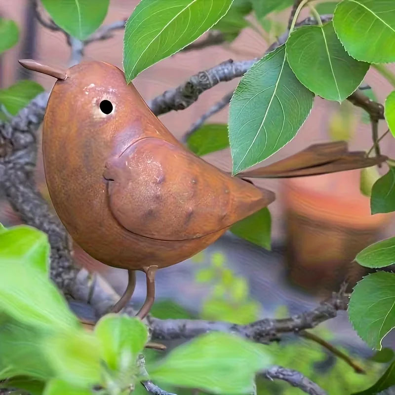 Rustic Metal Bird Statue – Iron Art Outdoor Garden Sculpture Garden Bird Sculpture Nixie