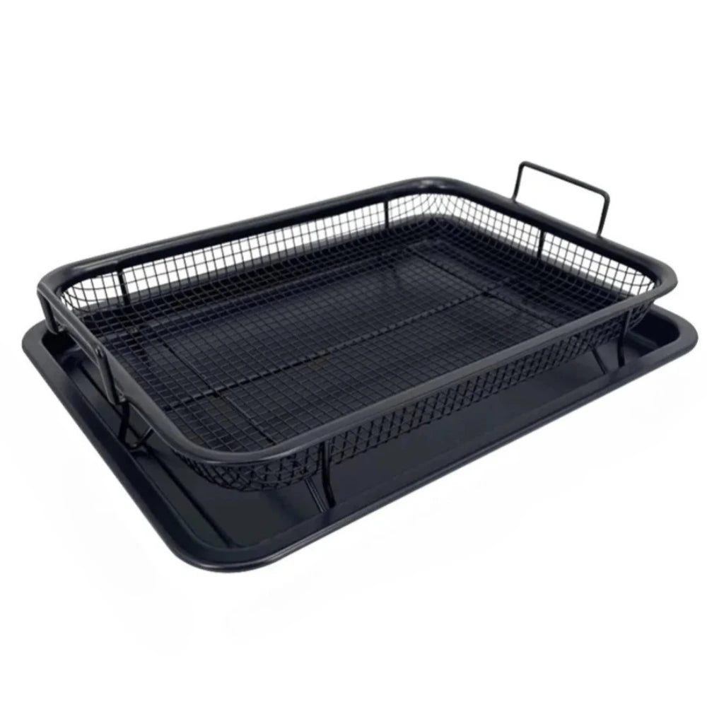 FEB.WIND Non-Stick Stainless Steel Baking Pan & Fry Basket Set Baking Pan Set Nixie Black